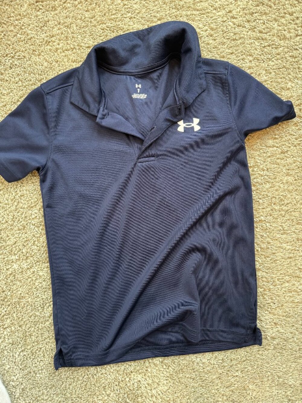 Youth Under Armour Button Collar Navy Shirt - 7